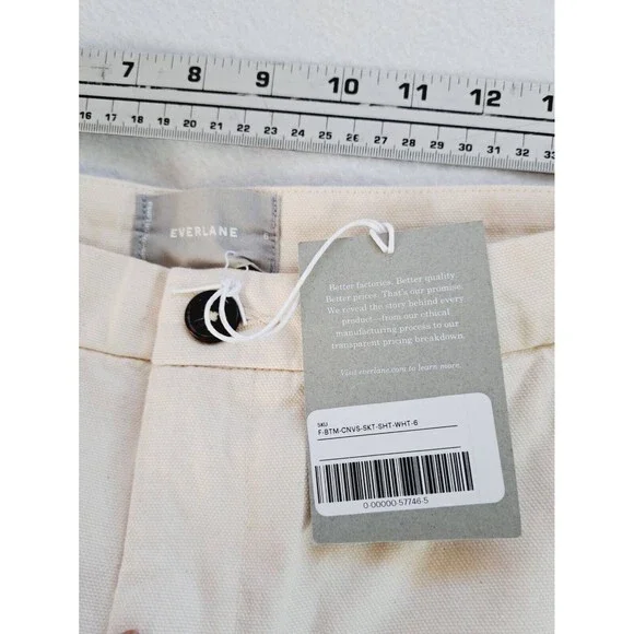 NEW! Everlane The Canvas Skirt Off White Cream Bone Classic Preppy Mini Skirt 6 - Picture 7 of 9